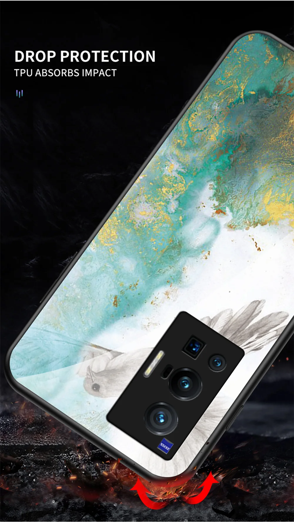 X80 Pro Plus Custodia DECLAREYAO Custodia rigida in vetro per VIVO X70 X60 X50 X30 X27 X23 X20 X9 S Custodia in silicone Ultra sottile Tempere_voghion.com