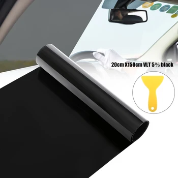 Universal 20x150cm Black Sun Shade Visor Film Sticker Scraper for Car Windscreen Window Glass Anti-UV Protection Solar Film 1