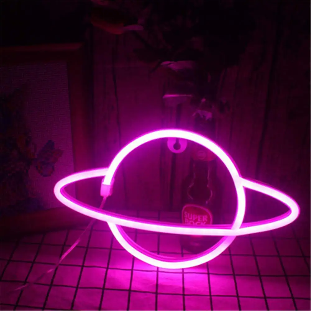 Planet Neon Sign Planet Light Led Neon Signs Planet Led Sign for Wall Decor Aesthetic Hanging Saturn Neon Light for Home Decor holiday nights of lights Night Lights