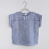 Boys Cotton And Linen Striped Casual T-Shirt 2024 Summer New Children's Round Neck Buttons Short-Sleeved Linen Tops TZ417 3