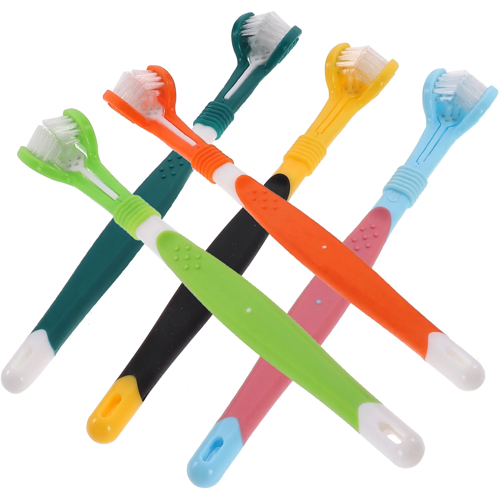 

5 Pcs Pet Dog Toothbrush Toothbrushes Earth Tones 3 Sided Care Teeth Cleaning Tpr