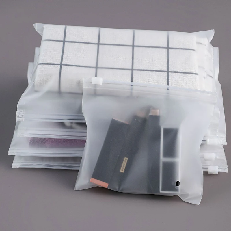 10PCS Travel Frosted Ziplock Bag PE Storage Bag Plastic Zipper EVA  Translucent Bag Ziplock Bag Waterproof Packaging Bag