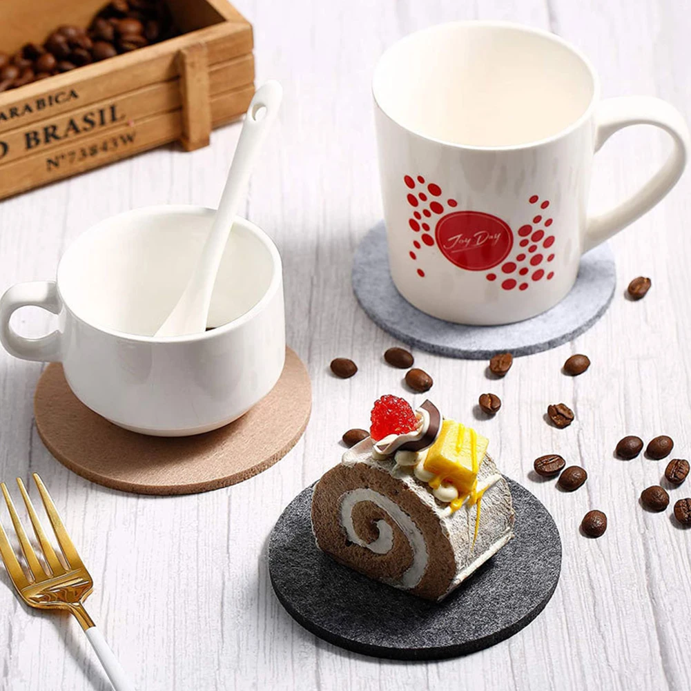 11-Piece Felt Coaster Set - Heat Resistant Table Protector Mats