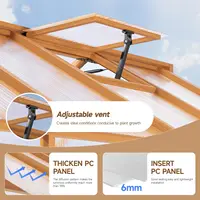 6x10 FT Wooden Greenhouse,Natural Wood Garden House for Plants,Heavy Duty Green House with Polycarbonate Panel,, Customized 4
