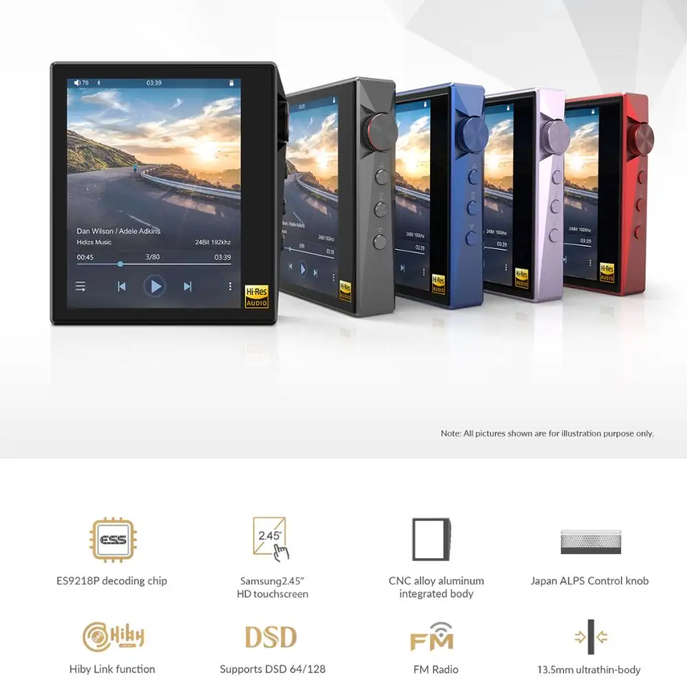 Hidizs AP80 HIFI MP3 Player Portable Touch Screen Sports Bluetooth Music MP3 Player