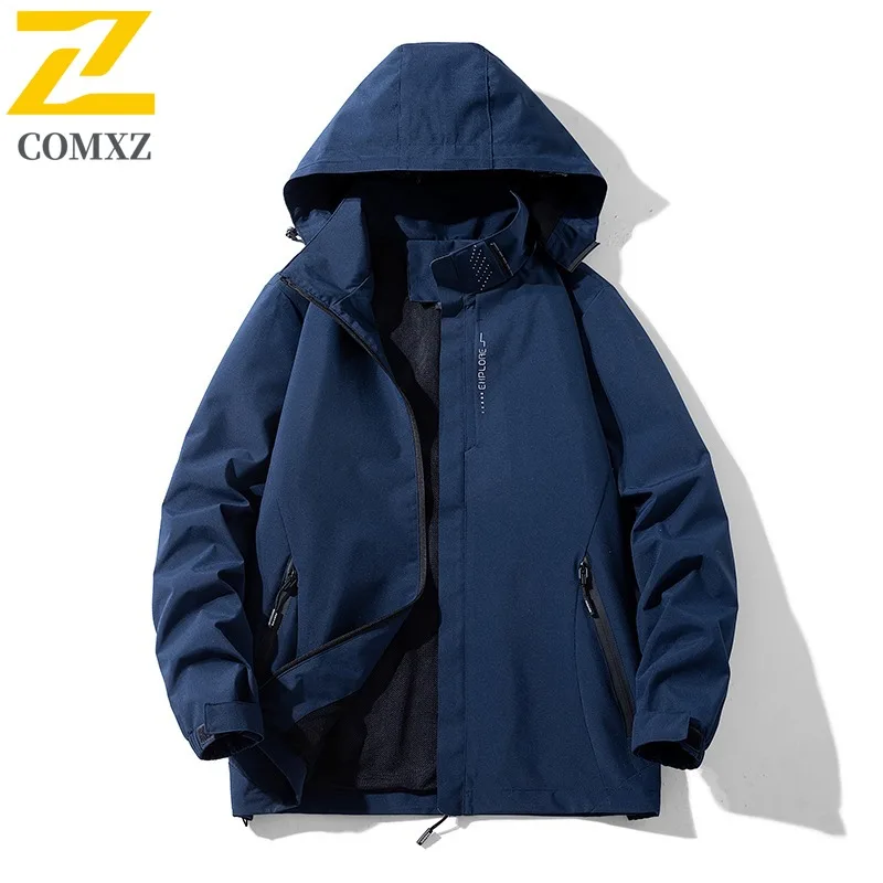 COMXZ Men Autumn Jacket Simple Hooded Outdoor Mountaineering Wind Resistant Coat Leisure Everyday Style Lightweight Clothing