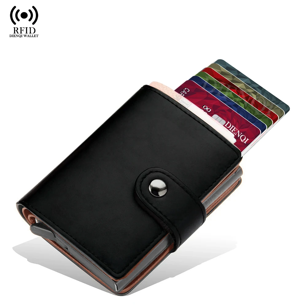 Business Card Holders Smart Wallets Rfid Bifold Wallets Pop Up Metal Card Case Bank Credit Cardholders Money Clips Wallets Men - 2