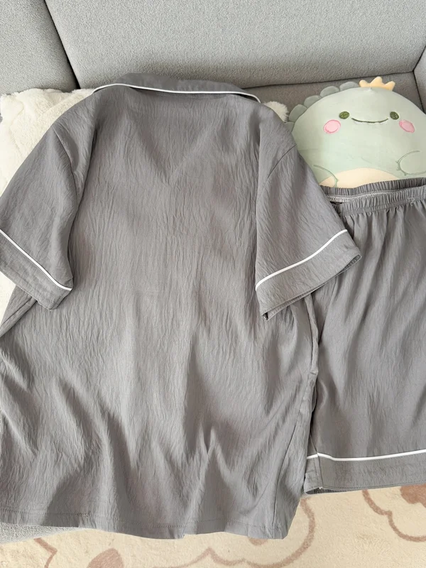 Youth Men' Slim Fit Pajama Set Solid Color