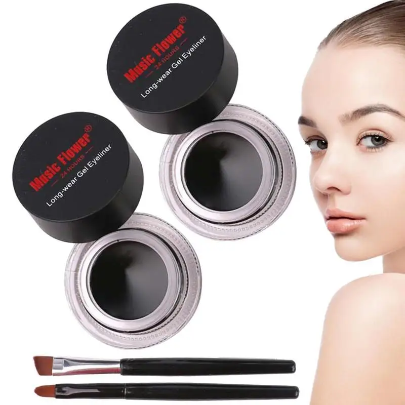 

Dual Colour Waterproof Eyeliner 2 Bottles Black & Brown Gel Eyeliner Set Eye Liner Set With 2 Brushes Long-Lasting High