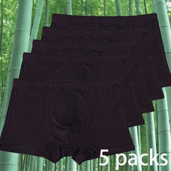 5 confezioni Bamboo boxer uomo XL XXL XXXL XXXXL 5XL 6XL Plus Size intimo uomo piedi piatti pantaloncini da palestra mutandine mutande nere regali 1