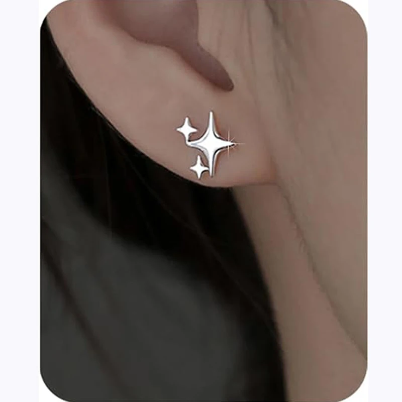 Изящные серьги для женщин, серьги-гвоздики с золотым покрытием 14 к, искусственное серебро, серьги со звездой, гипоаллергенные маленькие серьги-гвоздики для девочек-подростков
