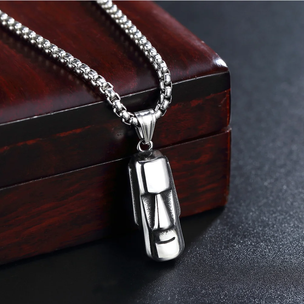 Avatar Necklace Pendants Bracelets Man Personality Moai Head Mens Necklace Stainless Steel Easter Island Jewlery