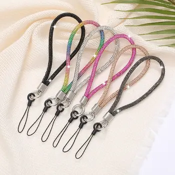 1PC Glitter Flashy Rhinestone Phone Lanyard Diamond Crystal Phone Wrist Straps Keychain Hanging Anti-lost Rope 1