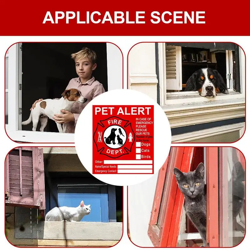 Pet Inside Sticker Save Our Pets Finder Window Stickers No Adhesive Pet Alert Safety Fire Rescue Sticker UV Fade Resistant Decal