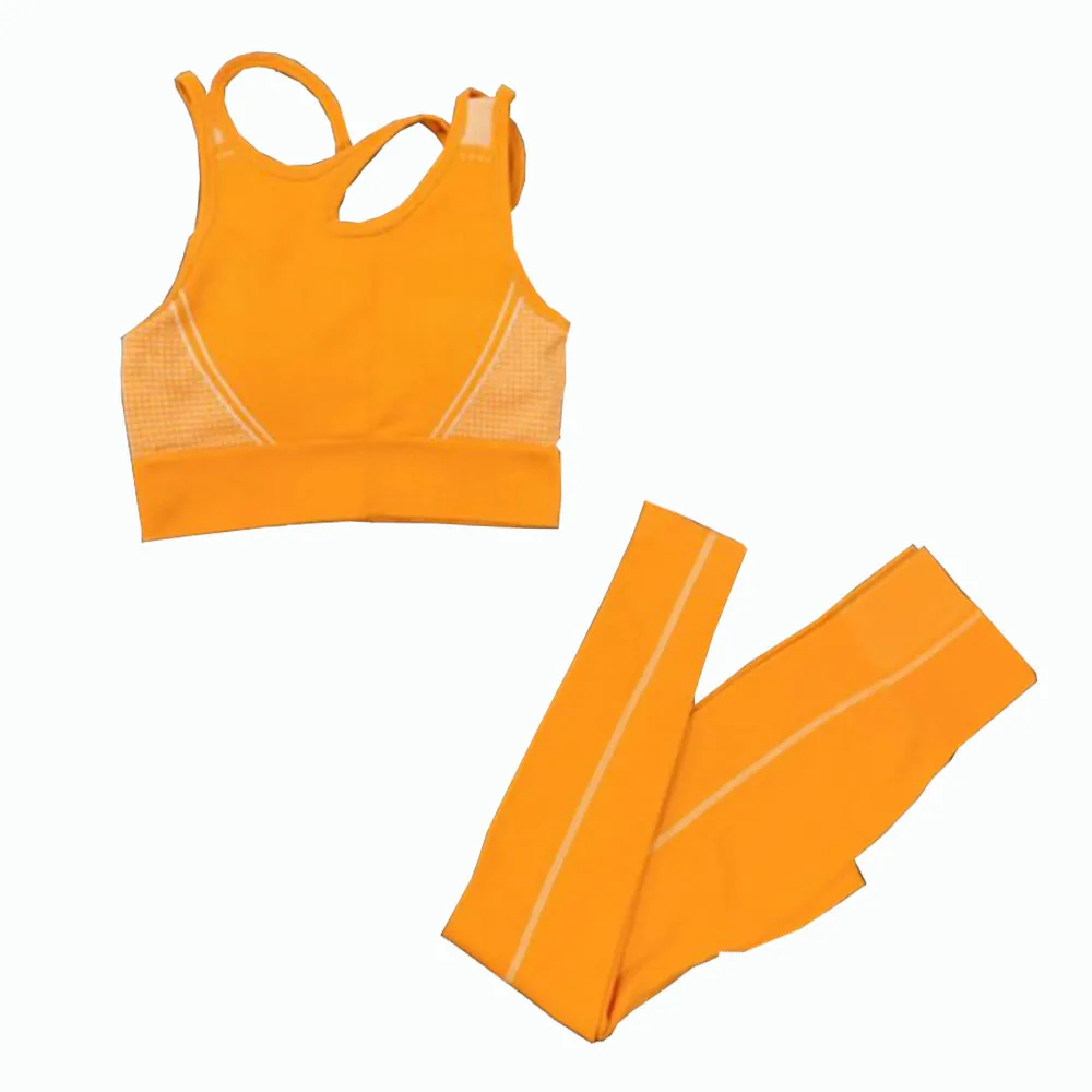 2 Pcs Seamless Yoga Set Women Sport Set Gym ClothingWorkout Sportswear Fitness Crop Top High Waist Leggings Sports Suits Women