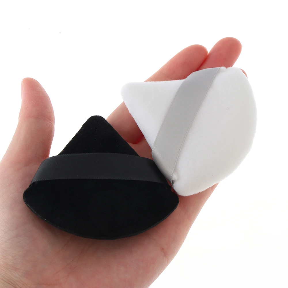 5Pcs New Triangle Velvet Powder Puff Pizza Flours Mini Face Makeup Sponge Cosmetics Washable Lightweight Soft Cotton Makeup Puff