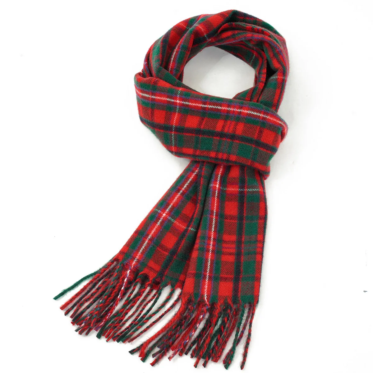 A cashmere plaid scarf with soft and warm texture, classic winter red and green plaid unisex scarf shawl 6