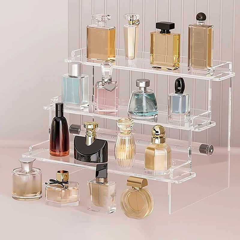 Acrylic Display Shelf Transparent Ladder Makeup Pottery Doll Storage Rack Food Desserts Perfume Storage Rack 2