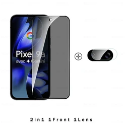 6 - in - 1 Privacy Tempered Glass Anti - Spy Screen Protector with Camera Film - Google Pixel 9a (2In1 1Front 1Lens)