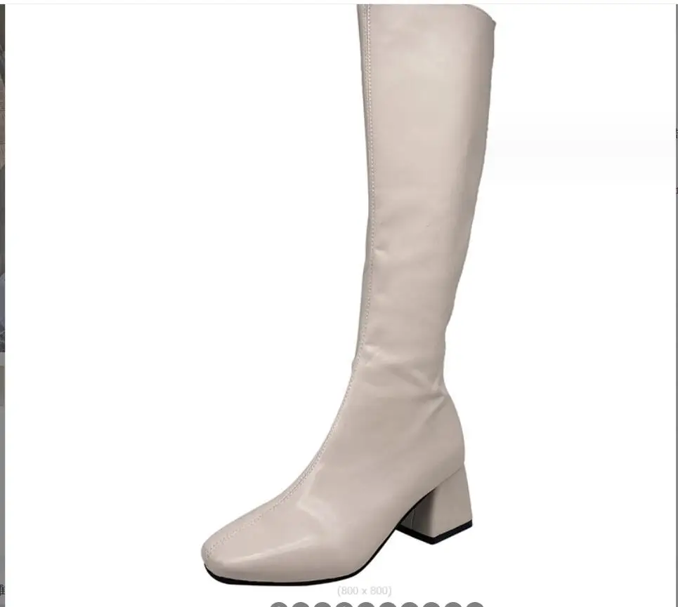 Women Thigh High Boots Women Casual Plush Knee Boots High heeled knight boots Ladies Leather Long Boots White Black Shoes Large