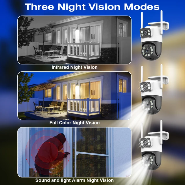 4K 8MP WiFi Surveillance Camera, Dual Lens, 4X Digital Zoom, AI Human Detect, ONVIF, Outdoor Security PTZ IP Cameras 6