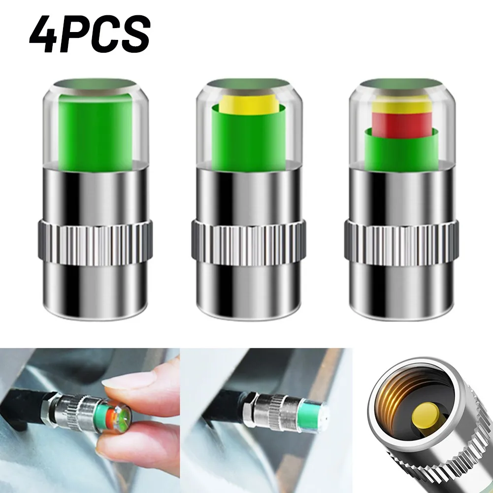 4PCS Car Tire Pressure Alarm Valve Stem Cover Sensor Indicator Tire Pressure Monitoring Cap Car Monitoring