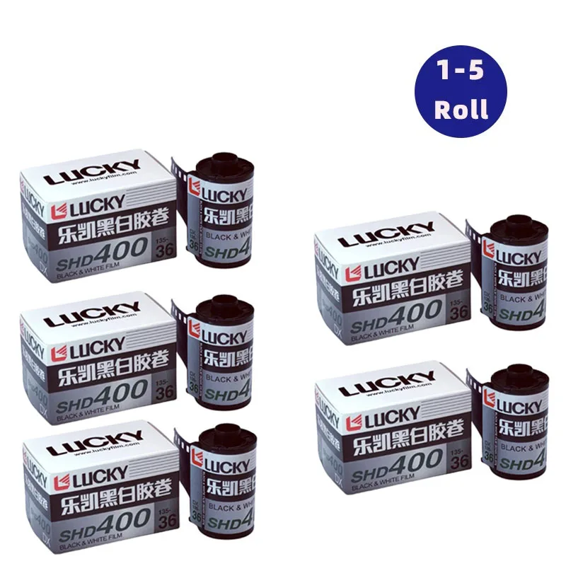 Black and White Film 1/3/5 Rolls CHINA LUCKY 135 SHD400 36 Sheets with DX Code ISO 400