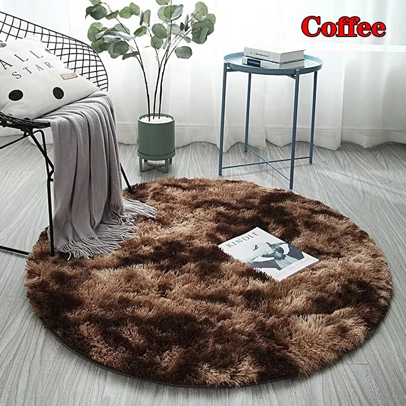 Fluffy round rug carpets for living room decor faux fur rugs kids room long plush rugs for bedroom shaggy area rug modern mats floor mat shaggy rugs