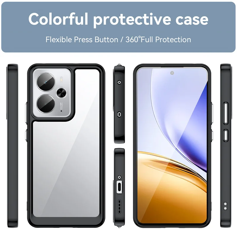 Shockproof Silicone TPU Bumper Case with Clear Hard Back Cover - Matte Finish