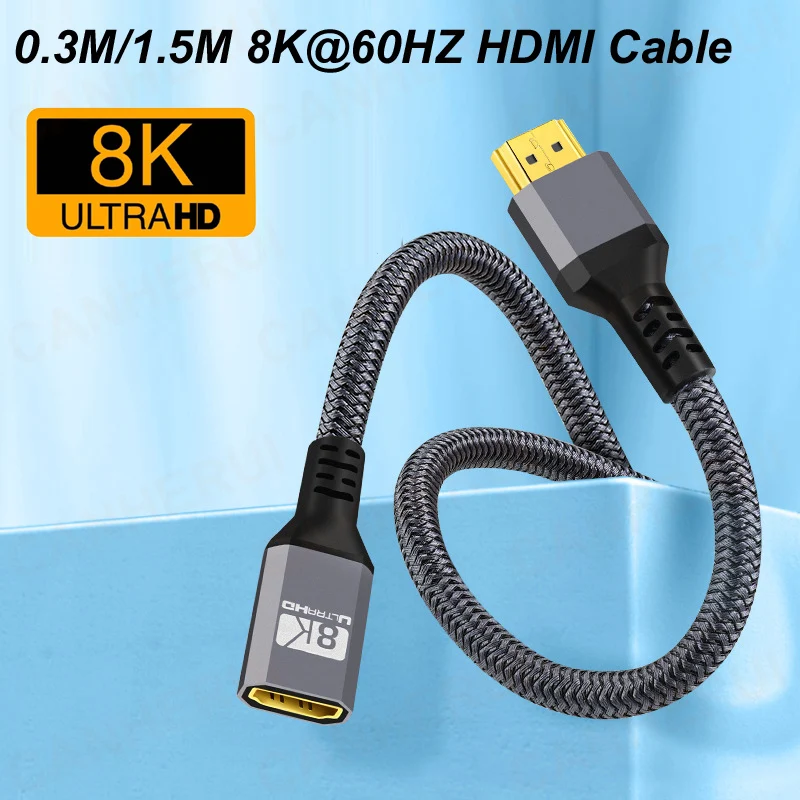 Ultra High-Speed HDMI Extension Cable Male to Female - 8K HDR, 48Gbps, 0.3m/1.5m Lengths