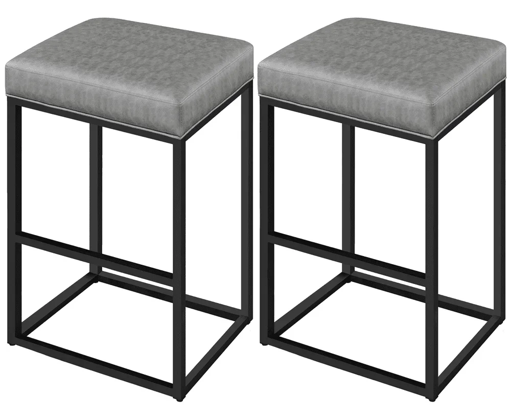 

SMILE MART 30″H Modern Upholster Bar Stools Backless for Kitchen Counter, Gray