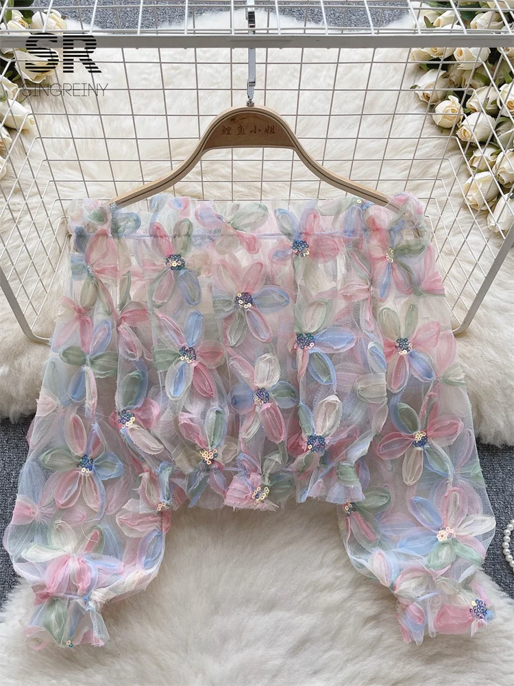 Summer Women Elegant Leisure Asymmetrical Casual Shirt Female Vacation Long Top Colorful Striped Ruffles Dip Hem Blouse main image 1
