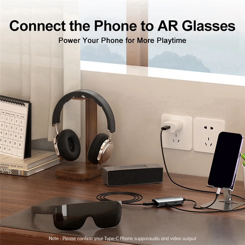 USB-C to USB-C Power Conversion Adapter for AR Glasses and Gaming Devices