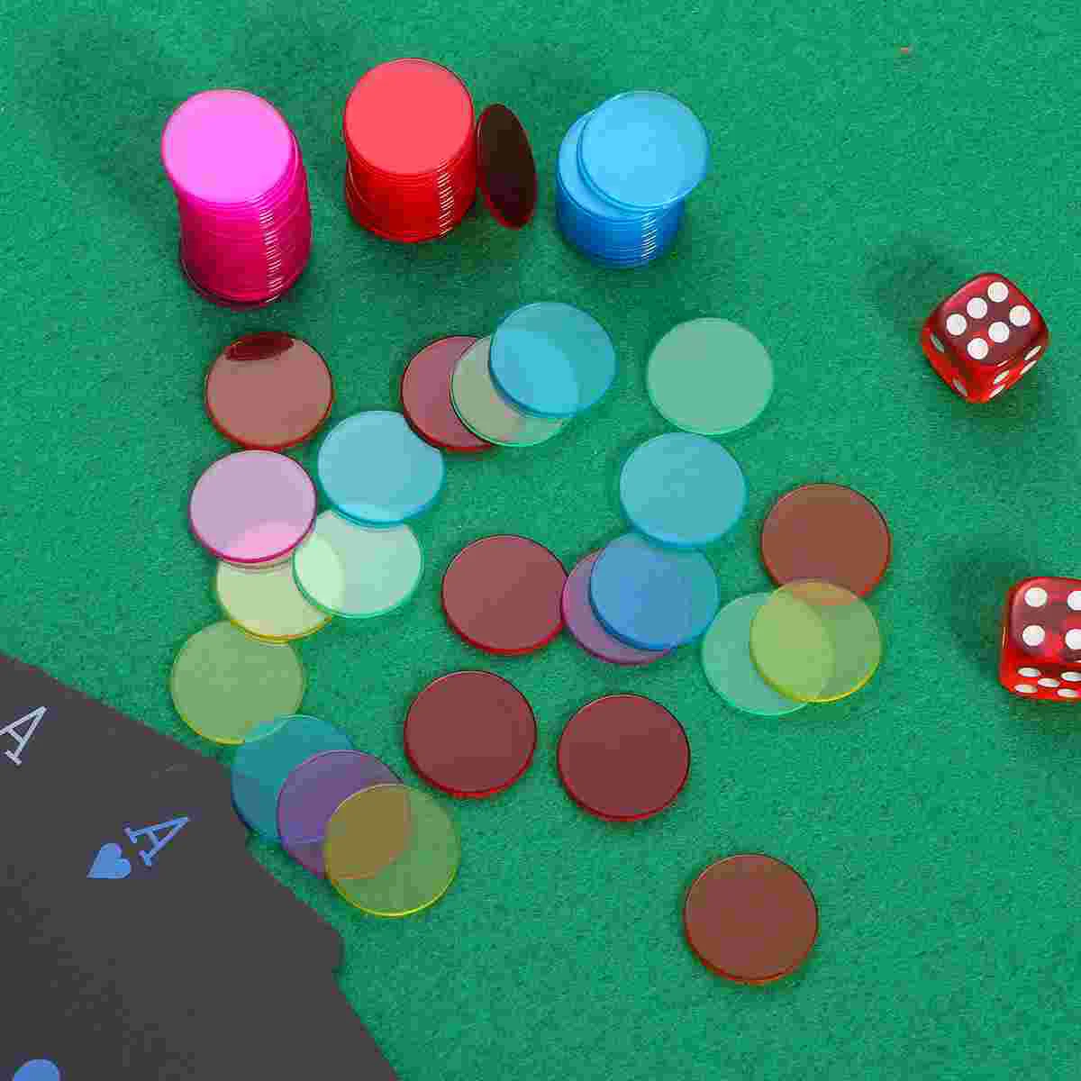 300PCS Counters for Maths Plastic Discs Colored Bingo Chips Counting Markers Transparent Bingo Chips
