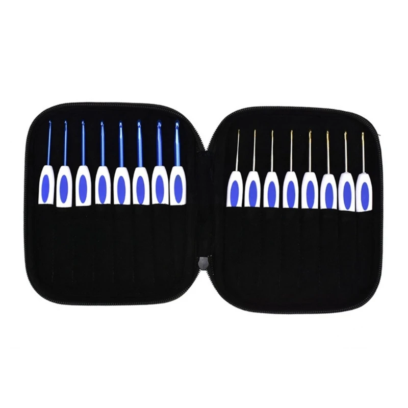 

16 Pieces Aluminum Crochet Hooks for Beginner Adult, Ergonomic Grip Crochet Needle with Storage Case Crochet Hooks Set