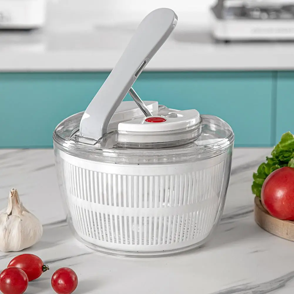 Large Salad Spinner Handle Vegetable Dryer, Fruit Veggie Kitchen Basket Gadget Bowl With Lid Drawcord Lockable Switch Colan A6p3