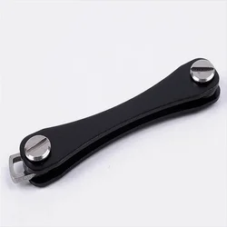 Compact Aluminum Keychain Organizer - Sleek & Stylish Key Holder with Clip (Black)
