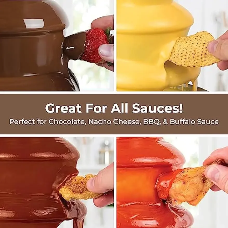 4 Tier Electric Chocolate Fondue Fountain Machine for Parties-Melts Cheese, Queso, Candy, and Liqueur-Dip Strawberries