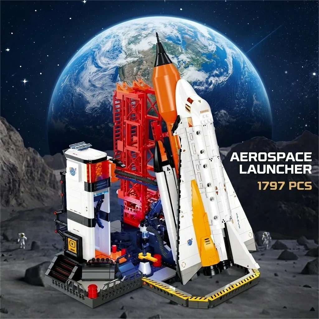 City Aerospace Manned Rocket Building Blocks 1797pcs Launch Pad ...