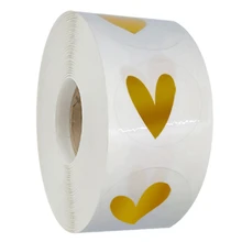 

500Pcs/Roll Bronzing Round Transparent Heart Adhesive Sticker Cute Sealing Label Sticker Cards Envelope Gift Box Decor Sticker