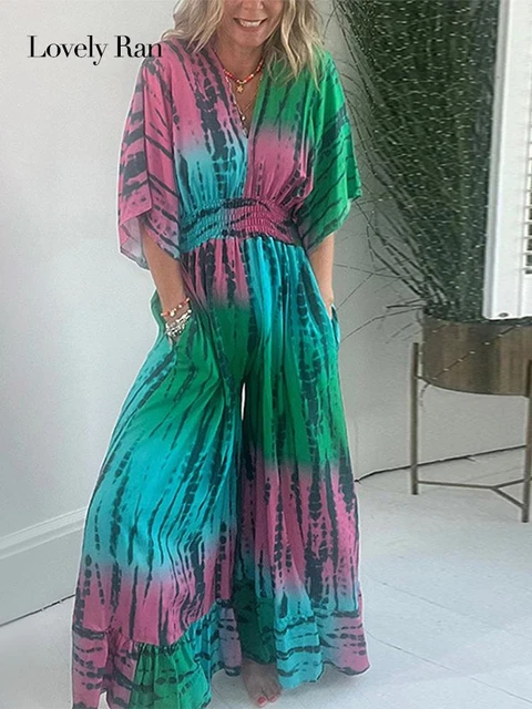 From Sunrise Teal Floral Print Wide-Leg Jumpsuit