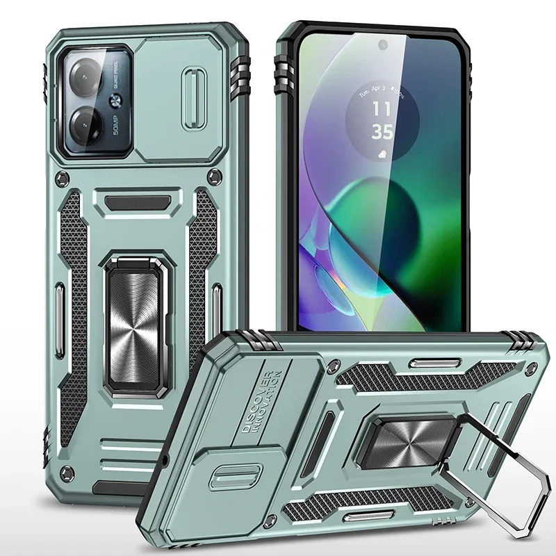 Ultimate Armor Shockproof Phone Case with Slide Window and Metal Holder
