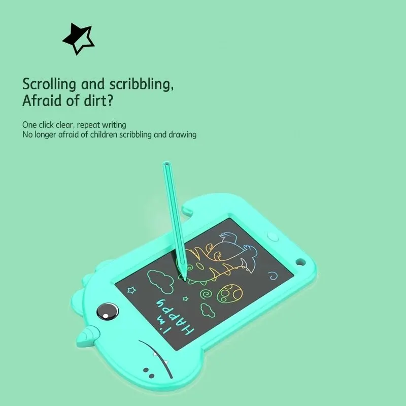 6.8 Inch LCD Writing Note Board Cartoon One-horned Dinosaur Colorful Erasable Drawing Tablets Painting Tool Funny Graffiti Toy 2