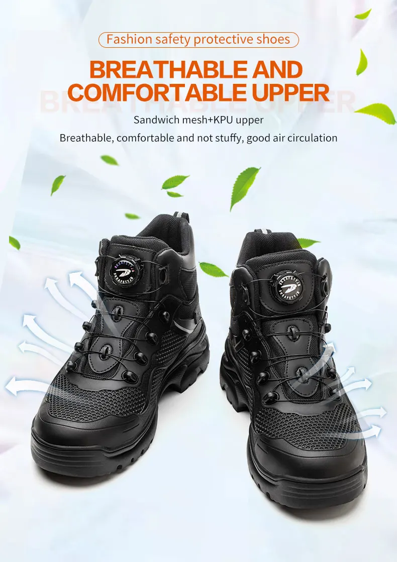 Rotary Buckle New Safety Boots Men Work Sneakers Indestructible Shoes Steel Toe Protective Anti-smash Anti-puncture Safety Shoes