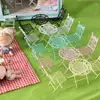 1Set Vintage Metal Miniature Table Chair Suit Dollhouse Furniture Accessories Mini Park Seat Fairy Garden Ornament Kids Toys 4