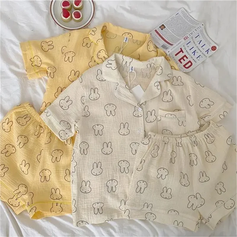 2024 Miniso Kawaii Miffys Pajamas Suit Anime Cute Cartoon Cotton Sweat Absorption Home Clothes for Girls Birthday Gifts Toys