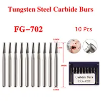 10pcs/1Box Dental Carbide Steel Burs Cone drill FG for High Speed Handpiece FG-702 1