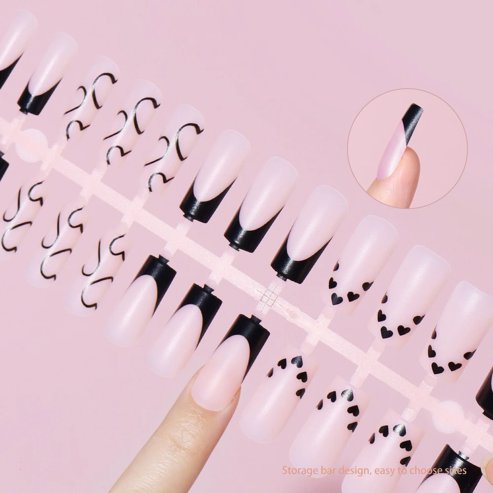 120pcs Medium Square Matte Brown & Pink Press-On Nail Set