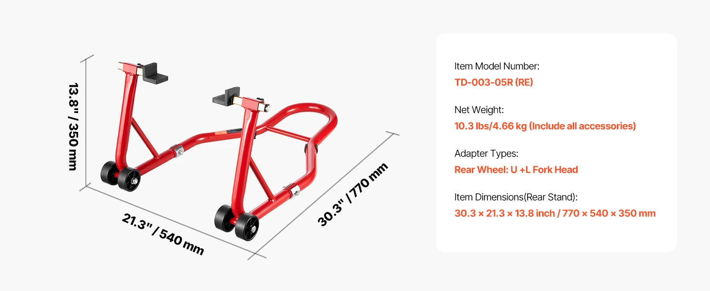 SucceBuy Motorcycle Stand Lift 850lbs Front Rear Combo Stand Lift Front Wheel Dual-Fork Stand Rear U+L Fork Swingarm Spool Stand