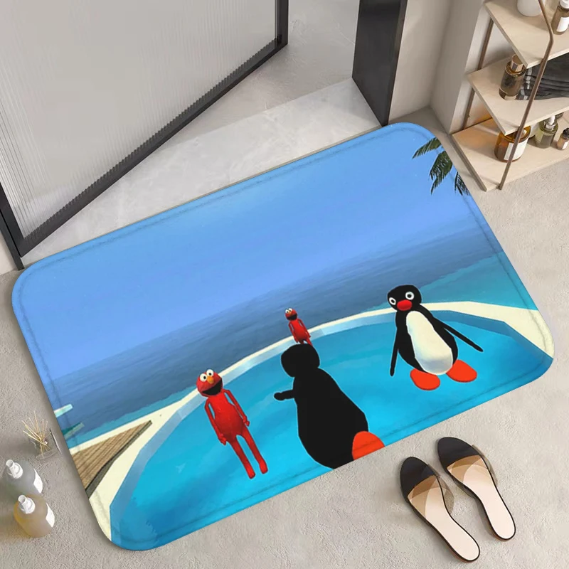 

Floor Mat Bathroom Carpet Pingu Cute Cartoon Rug for Bedroom Mats Room Rugs Entrance Doormat Home Custom Bath Foot Kitchen Door